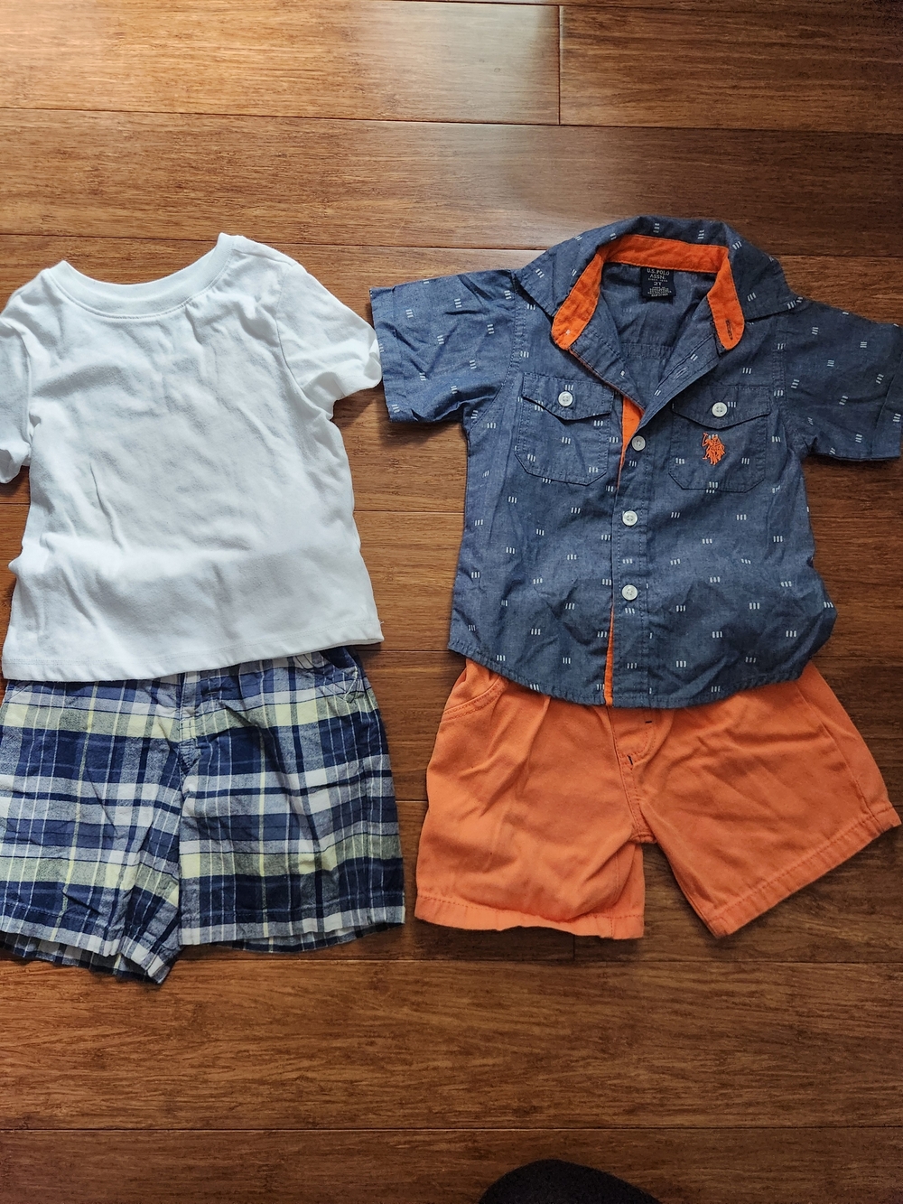 Toddler Boy's Fall Short Sleeve & Shorts Set In Various Brands- Polo, Plaid, 2T